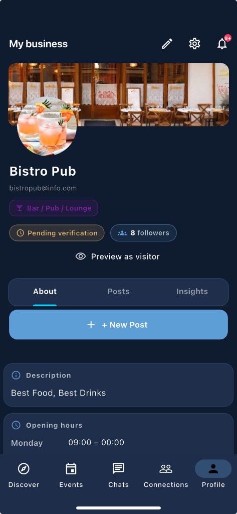 Business profile view